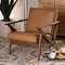 Baxton Studio Bianca Mid-Century Modern Walnut Brown Finished Wood and Tan Faux Leather Effect Lounge Chair 190-11392-ZORO - alternate 1